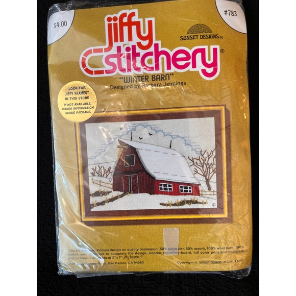 Jiffy Stitchery Un-Opened Package "Winter Barn" Wool yarn 5" x 7" - Picture 3 of 5